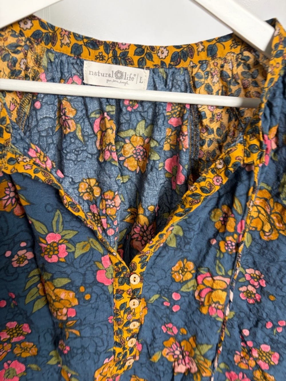 NATURAL LIFE blouse bohemian floral pattern and tassels - Picture 7 of 16